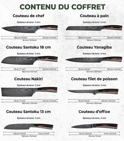 Coffret 8 Couteaux Japonais - ProChef®